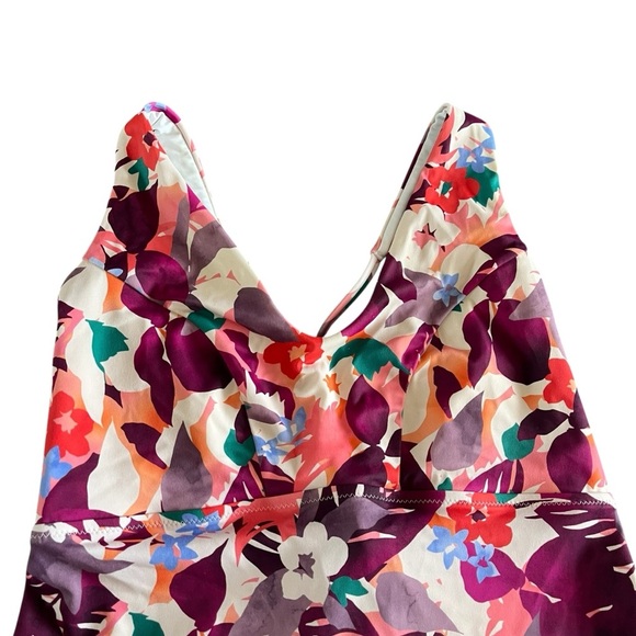 ATHLETA Tropical Daybreak Triangle Tankini Top in Pink Multi - Picture 5 of 10